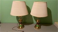 Two matching lamps, 27 inches tall, both working.