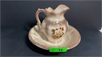 Iridescent floral pattern pitcher & bowl. No
