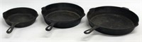 (3) cast iron fry pans - 9" skillet, Favorite