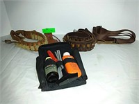 Leather bullet belts and gun cleaning kit