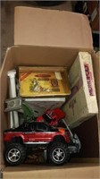 Large box with remote control toys and vintage