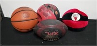 Group of 2 basketballs a football and a Chicago