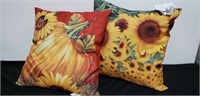 2 small sunflower throw pillows