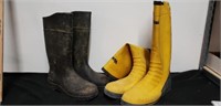 2 pairs of rain boots One pair is size 12 the