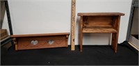 Two wooden small shelfs