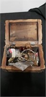 Small wooden Box with miscellaneous Jewelry