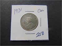 1931 Canadian 25 cent Coin