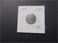 1908 USA 10 cent Coin