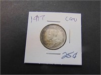 1917 Canadian 25 cent Coin