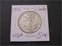 1945 USA Liberty 50 cent Coin