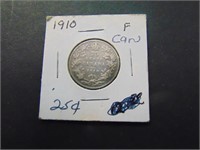 1910 Canadian 25 cent Coin