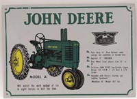 Tin John Deere Model A Advertising Sign