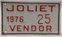 1976 Joliet Vender Plate