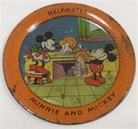 Vintage Tin Litho Mickey & Minnie Plate