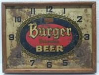 Vintage Tin Burger Beer Advertising Clock