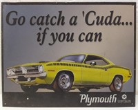 Tin Plymouth Cuda Advertising Sign
Measures