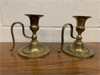 Pair of Vintage Brass Finger Candle Stick Holders
