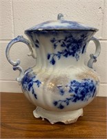 Large Early Flo Blue Covered Porcelain