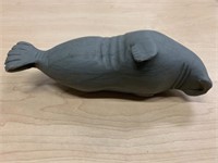 Grey Walrus Stone Carving 6"