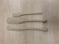 (3) Hand Carved Wooden Paddles