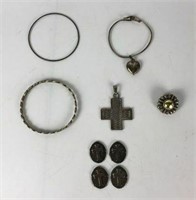 Sterling Silver Bracelets, Pendant, Clip Earring,