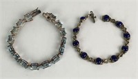 Sterling Silver Bracelets with Blue Stones