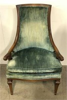Vintage Velour Upholstered Chair with Column Style