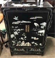 Asian Two Drawer Cabinet with Raised Design &