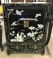 Asian Two Drawer Cabinet with Raised Design
