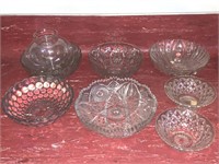8 Vintage cut glass bowls