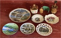 Vintage souvenir travel plates/toothpick holders