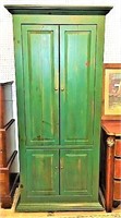 Old Painted Green Cupboard with Bifold Doors