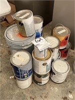LOT of opened cans of paint