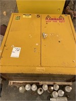 Yellow Justrite safety cabinet