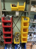Yellow, Red, Blue, plastic stack containers with c