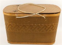 * Mid-Century Woven Picnic Basket with Insert -