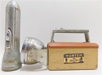 2 Vintage Flashlights: Ray-O-Vac & Hunter