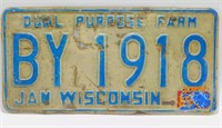 1981 Wisconsin Dual Purpose Farm License Plate