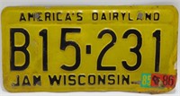 1986 Wisconsin License Plate