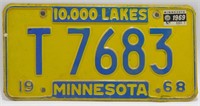 1968 Minnesota Yellow License Plate