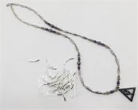 Sterling Silver Beaded Necklace with Hematite and