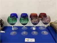 MULTICOLOR CUT TO CLEAR BALLOON GOBLETS