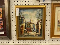 VINTAGE PAINTING DEPICTING FOREIGN STREET SCENE