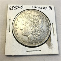 1882-O Morgan Silver Dollar in Case