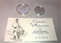 1995 S Civil War Silver Proof Dollar & Half Dollar