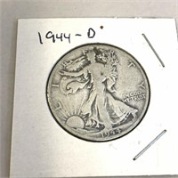 1944-D SILVER Walking Liberty Half Dollar in Case