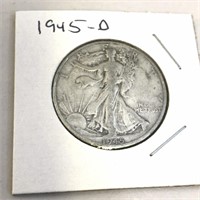 1945-D SILVER Walking Liberty Half Dollar in Case