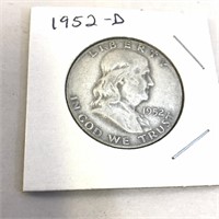 1952-D SILVER Franklin Half Dollar in Case