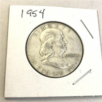 1954 SILVER Franklin Half Dollar in Case