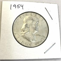 1954 SILVER Franklin Half Dollar in Case